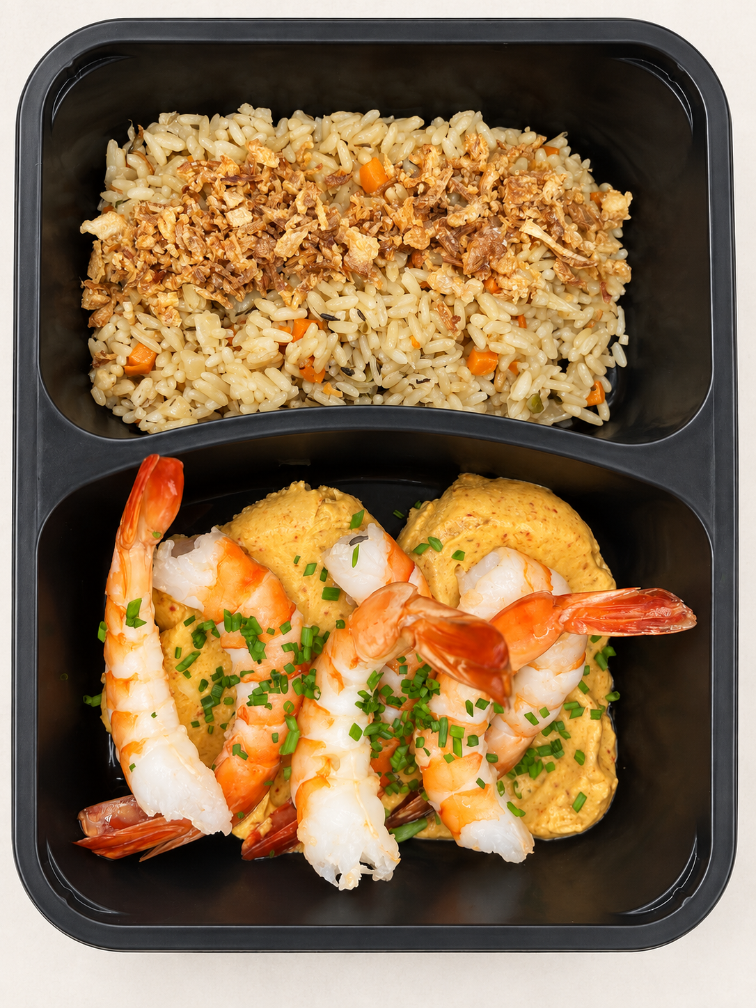 Scampis  aux curry rouge , riz sauvage